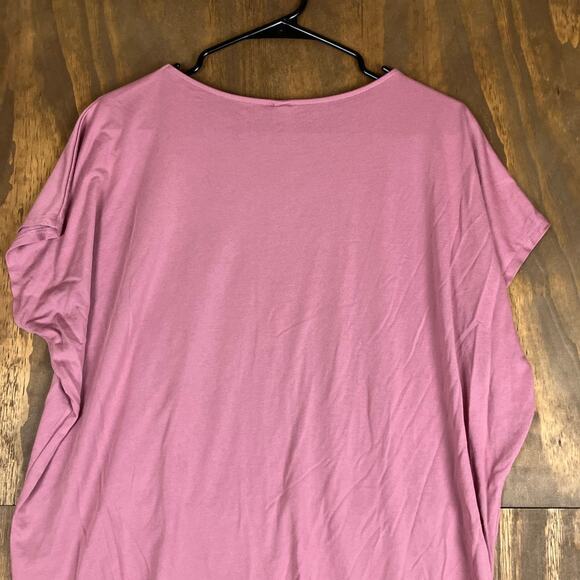 Uniqlo Womens Shirt Pink Drape Short Sleeve Seamless Boat Neck Modal Blend XL - Picture 11 of 12